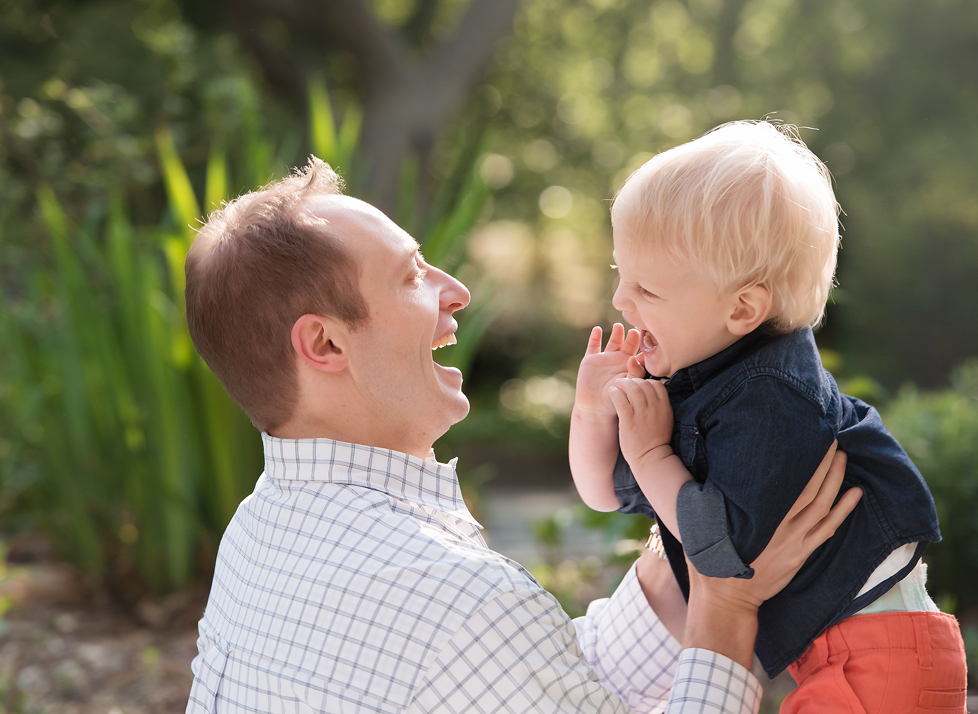 father and son having fun