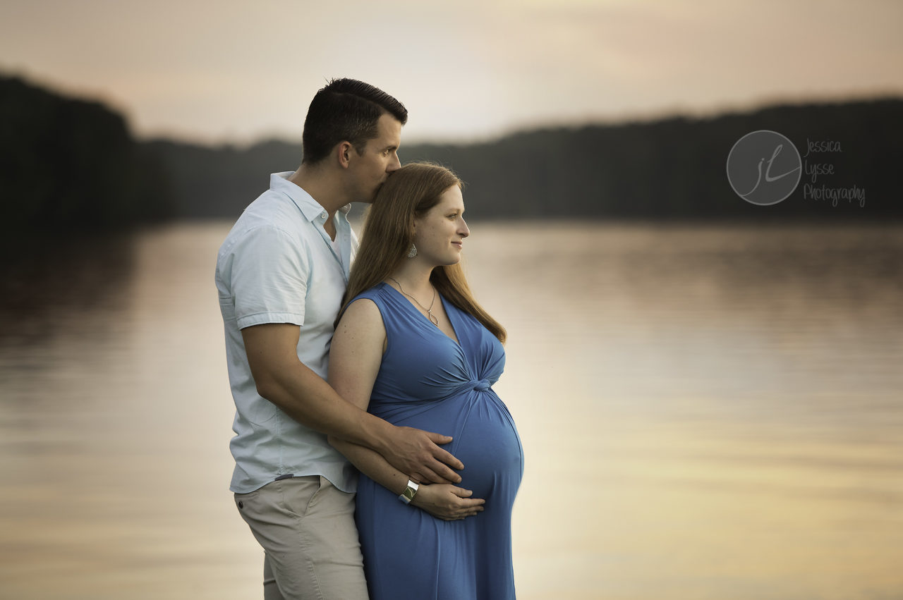 forest and lake maternity photos Greensboro NC Newborn Baby