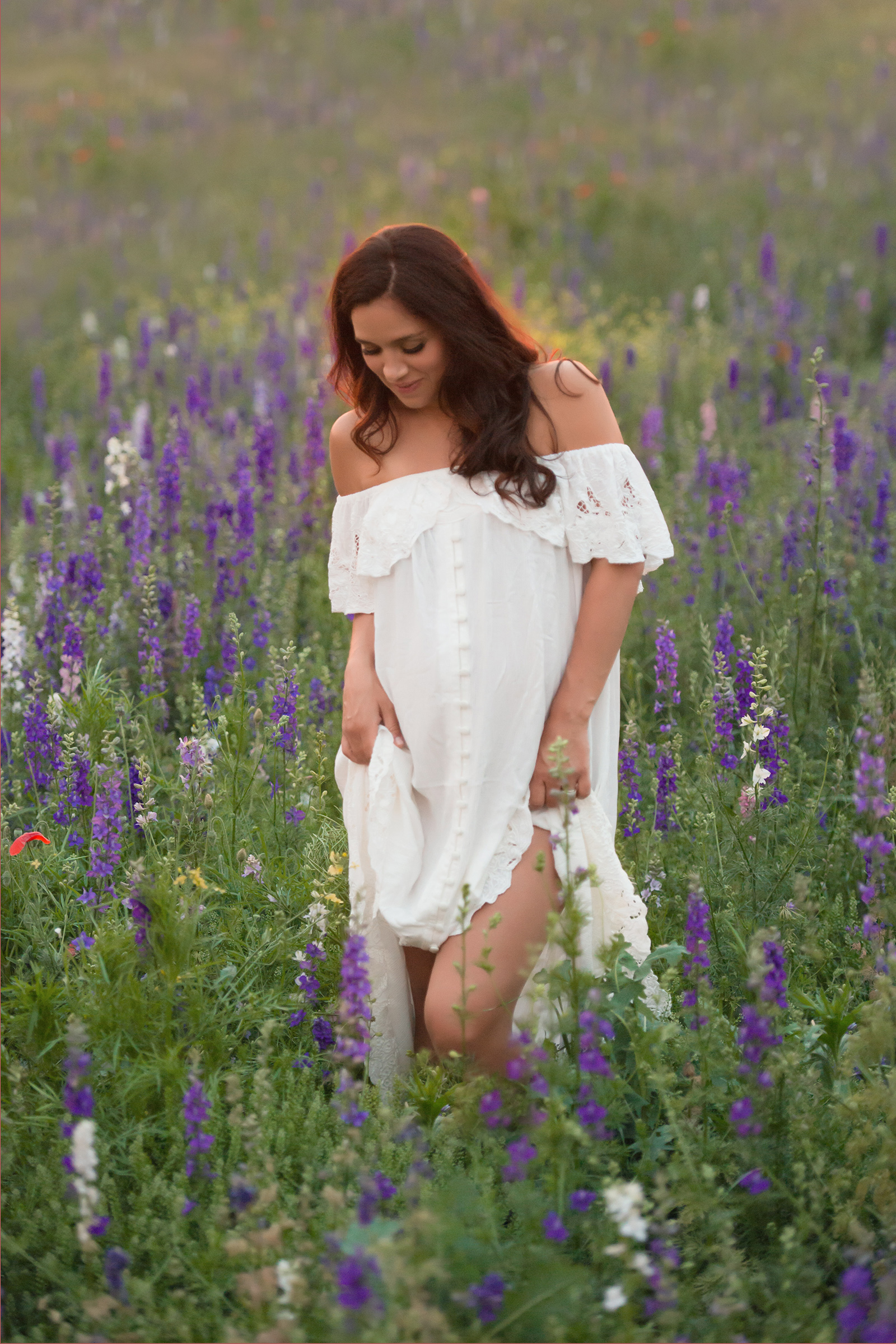 field of flowers baby bump